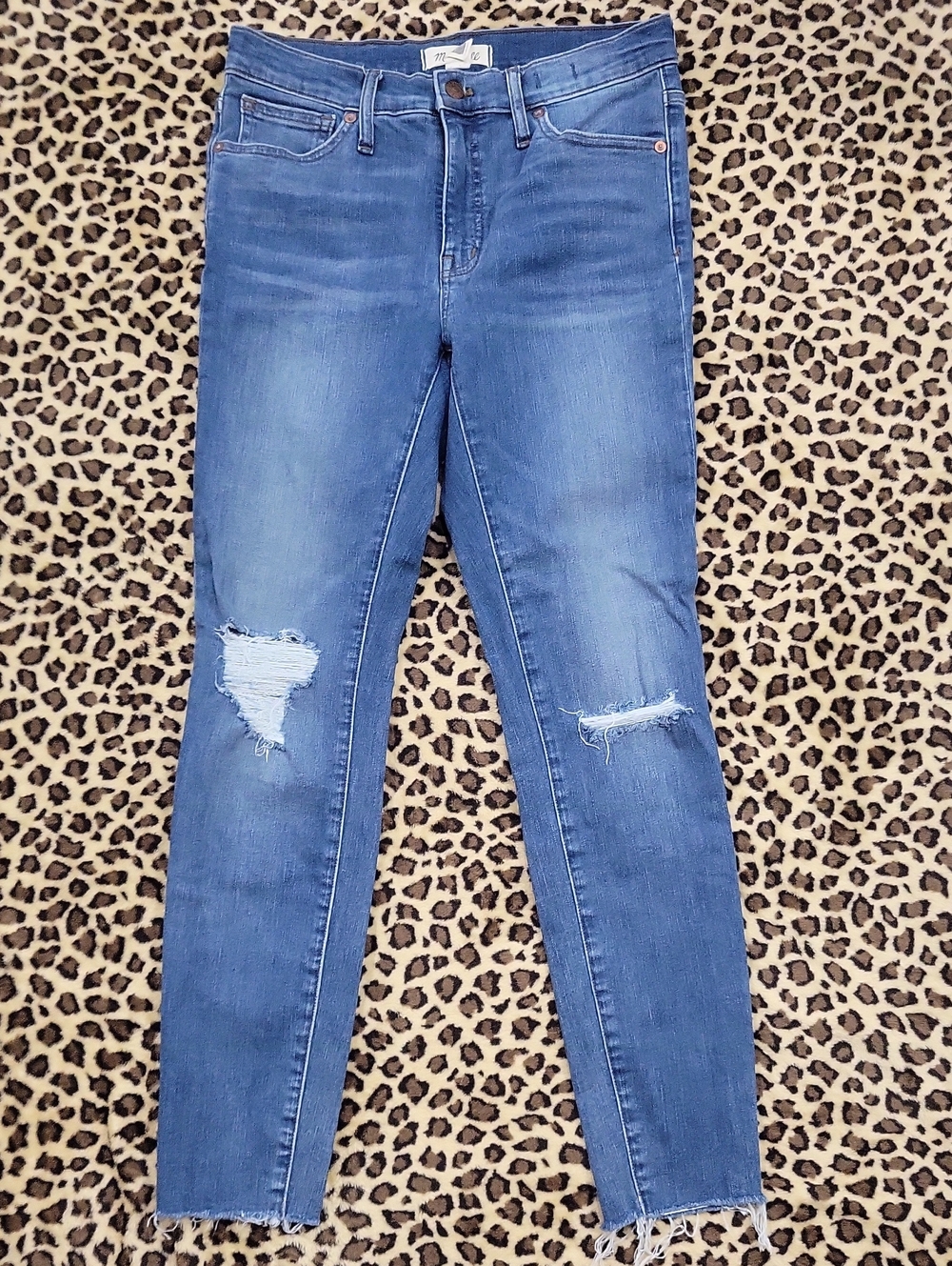 Madewell Blue Ripped Skinny Jeans